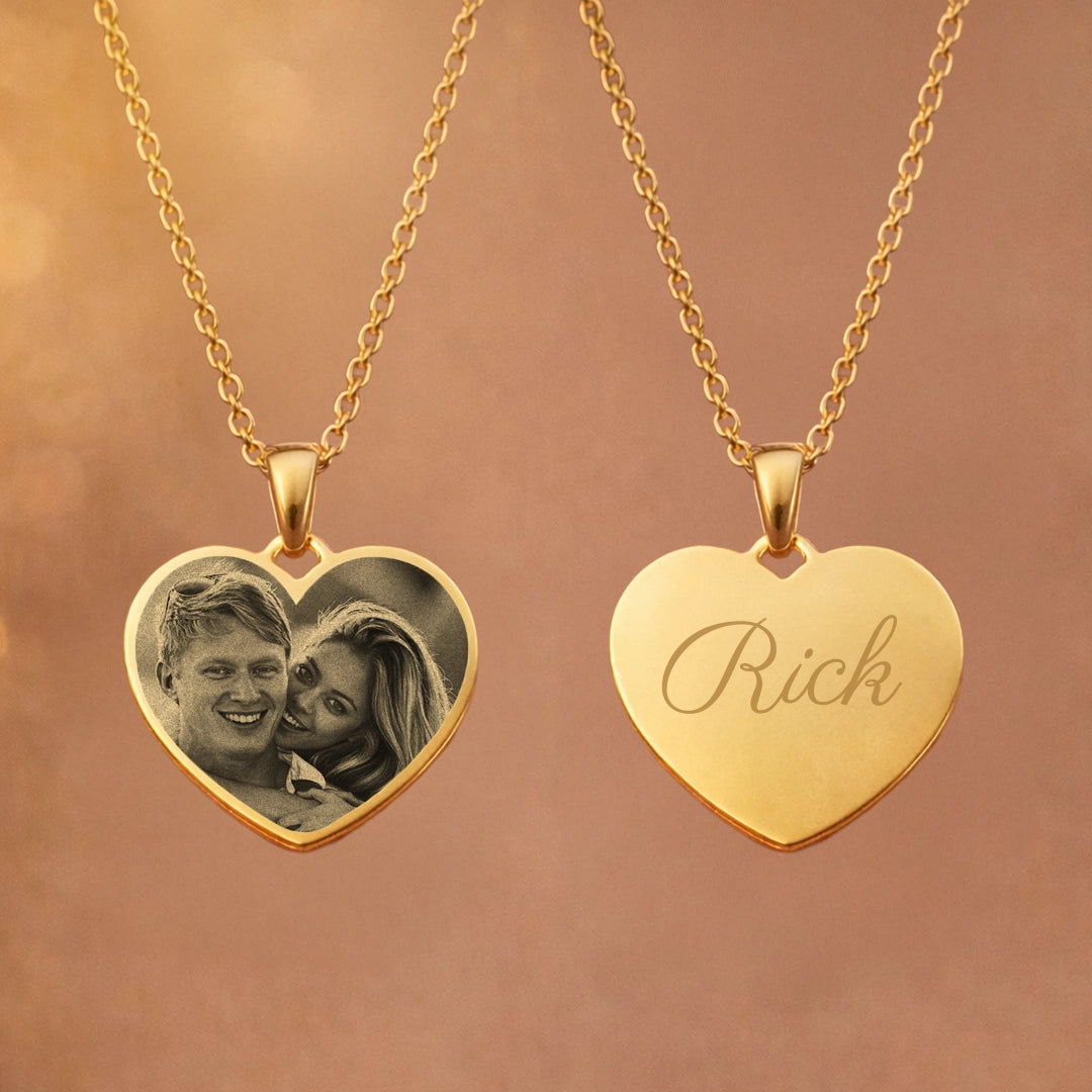 Gouden Hartjes Ketting Met Eigen Foto & Tekst