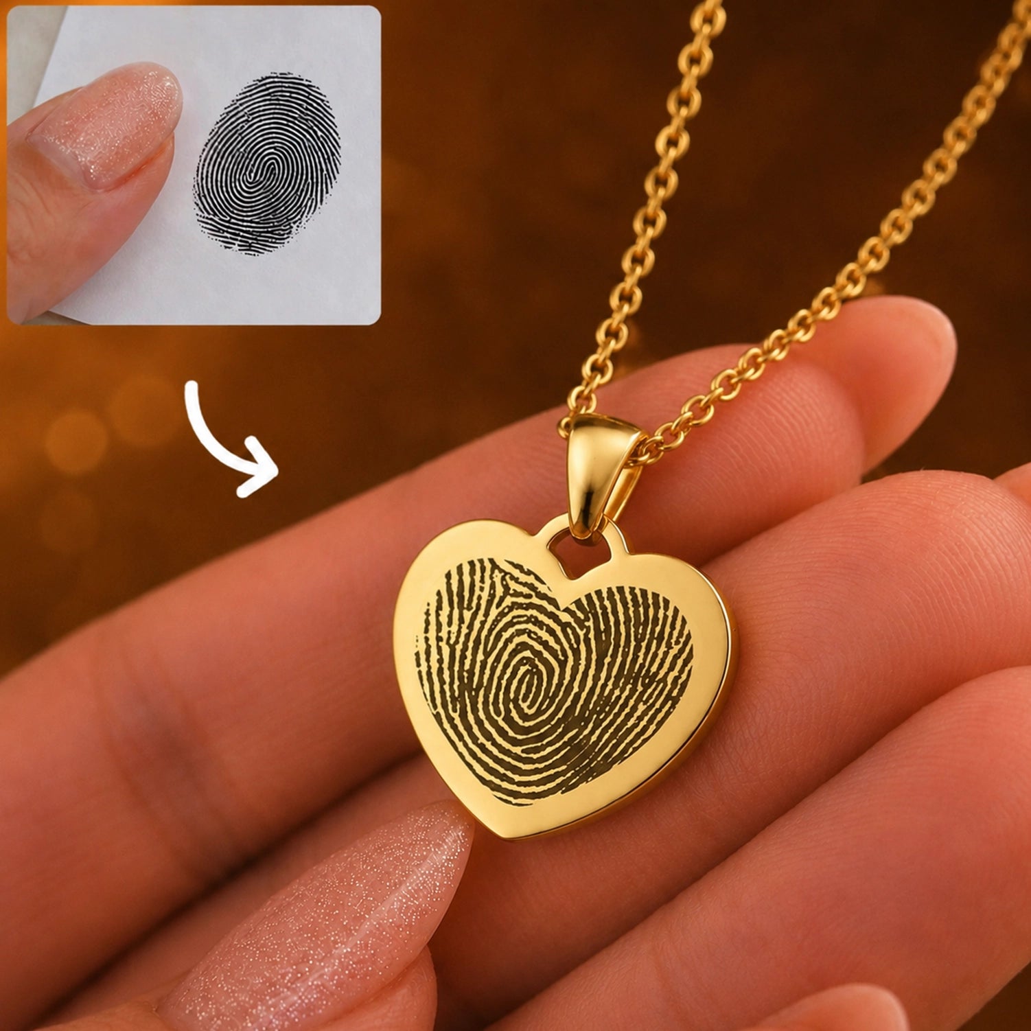 Hartjes Ketting Met Vingerafdruk