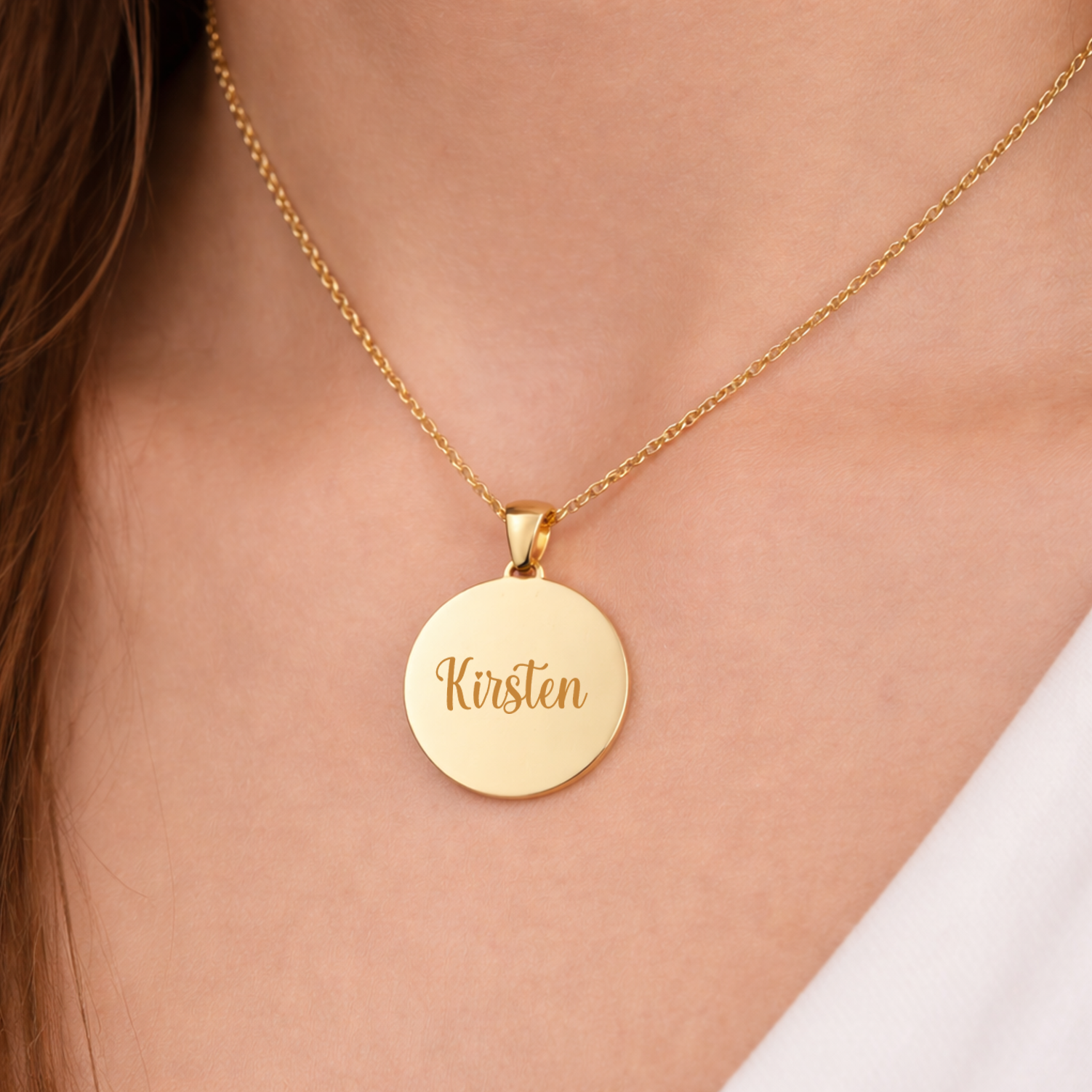 Gouden Ronde Ketting Met Foto & Tekst