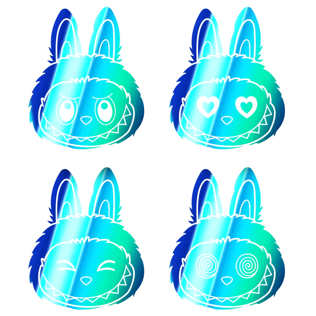 Labubu | 4x Hoofdje Emotie Stickerset