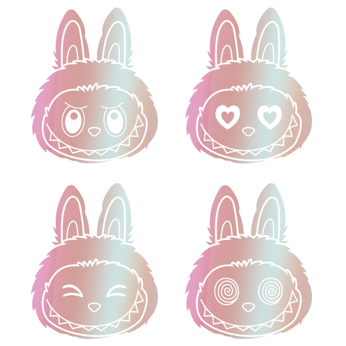 Labubu | 4x Hoofdje Emotie Stickerset
