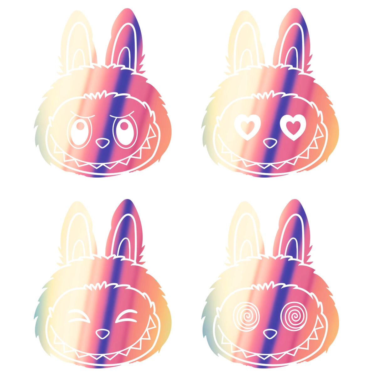 Labubu | 4x Hoofdje Emotie Stickerset