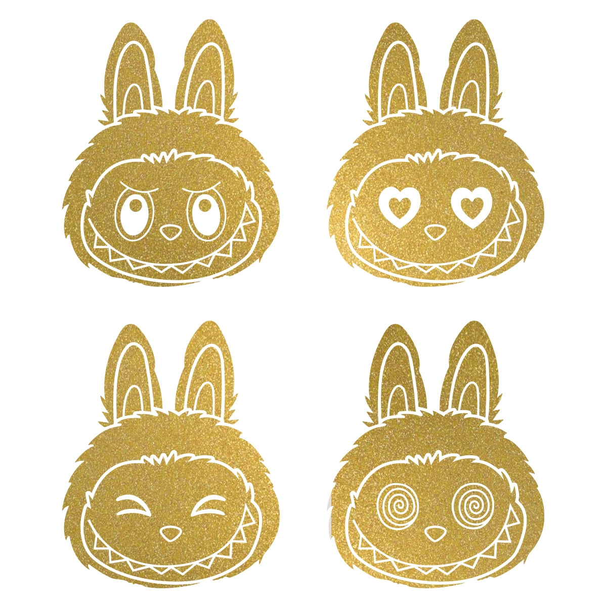 Labubu | 4x Hoofdje Emotie Stickerset