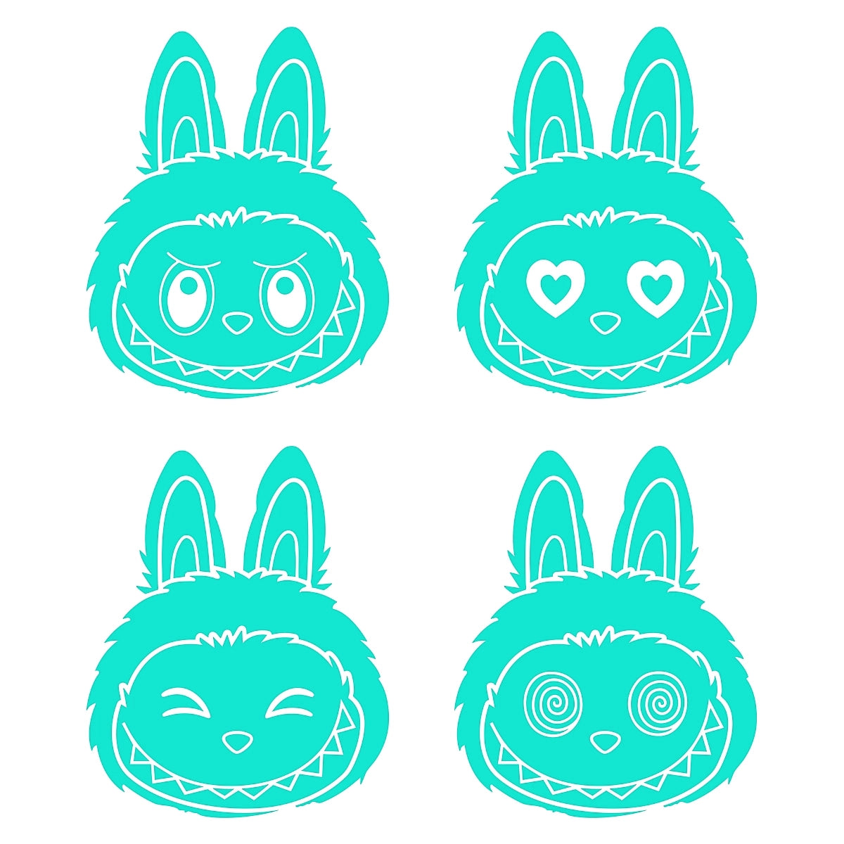 Labubu | 4x Hoofdje Emotie Stickerset