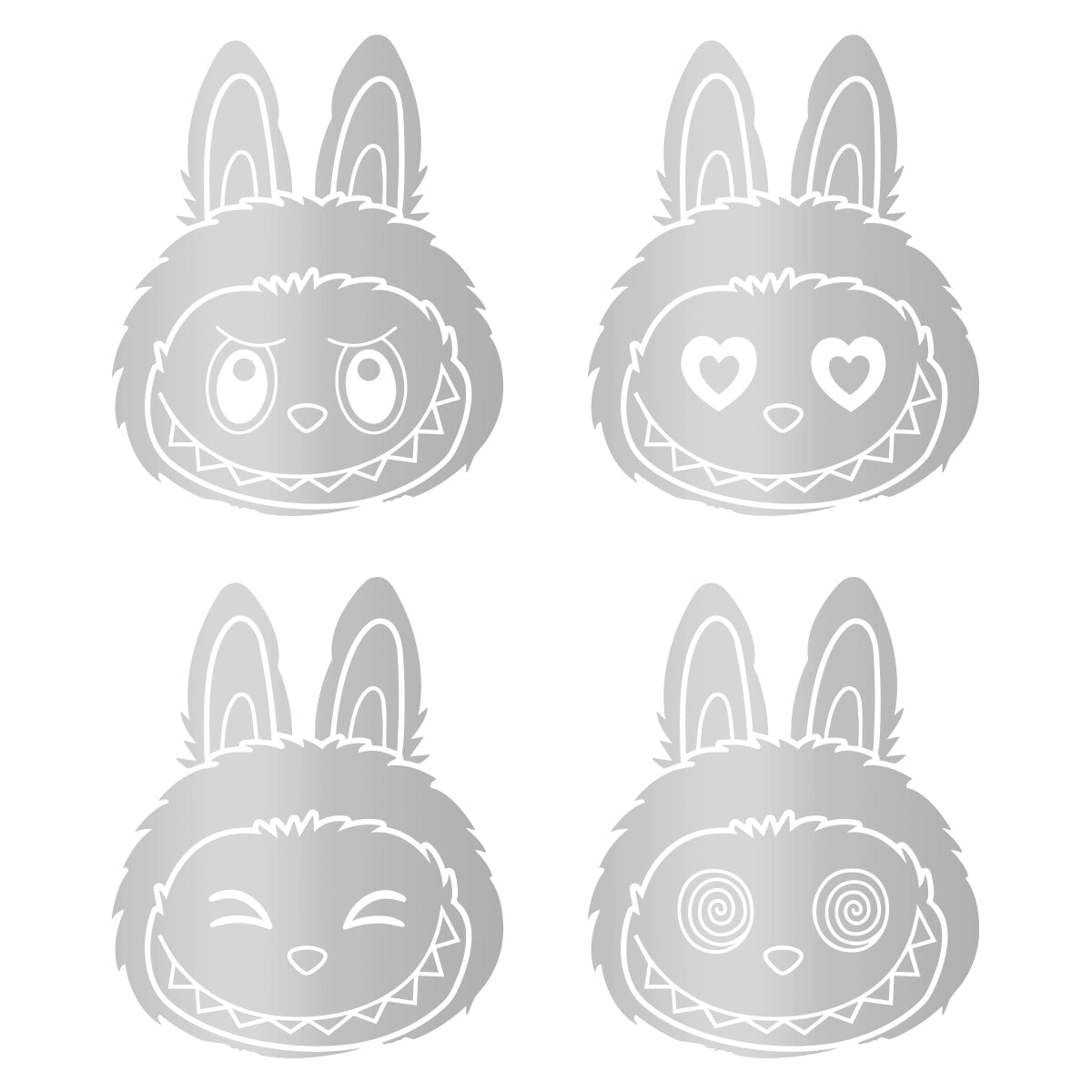 Labubu | 4x Hoofdje Emotie Stickerset