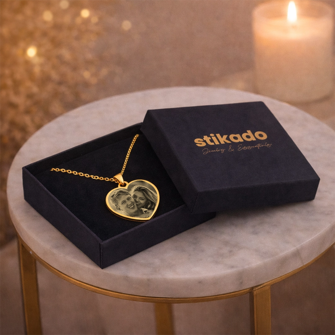 Gouden Hartjes Ketting Met Eigen Foto & Tekst