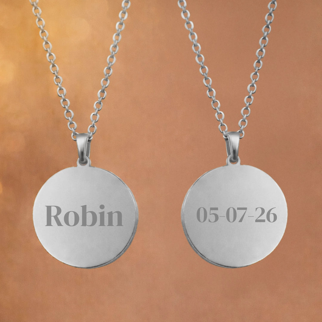 Zilveren Ronde Ketting Met Tekst