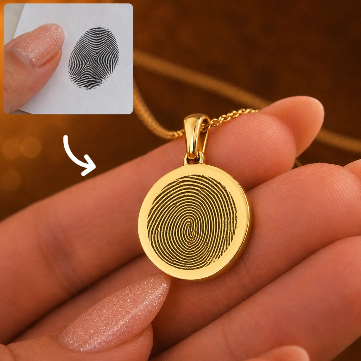 Ronde Ketting Met Vingerafdruk