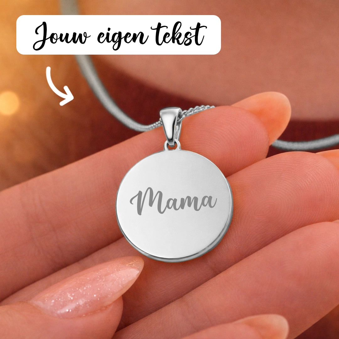 Zilveren Ronde Ketting Met Eigen Tekst