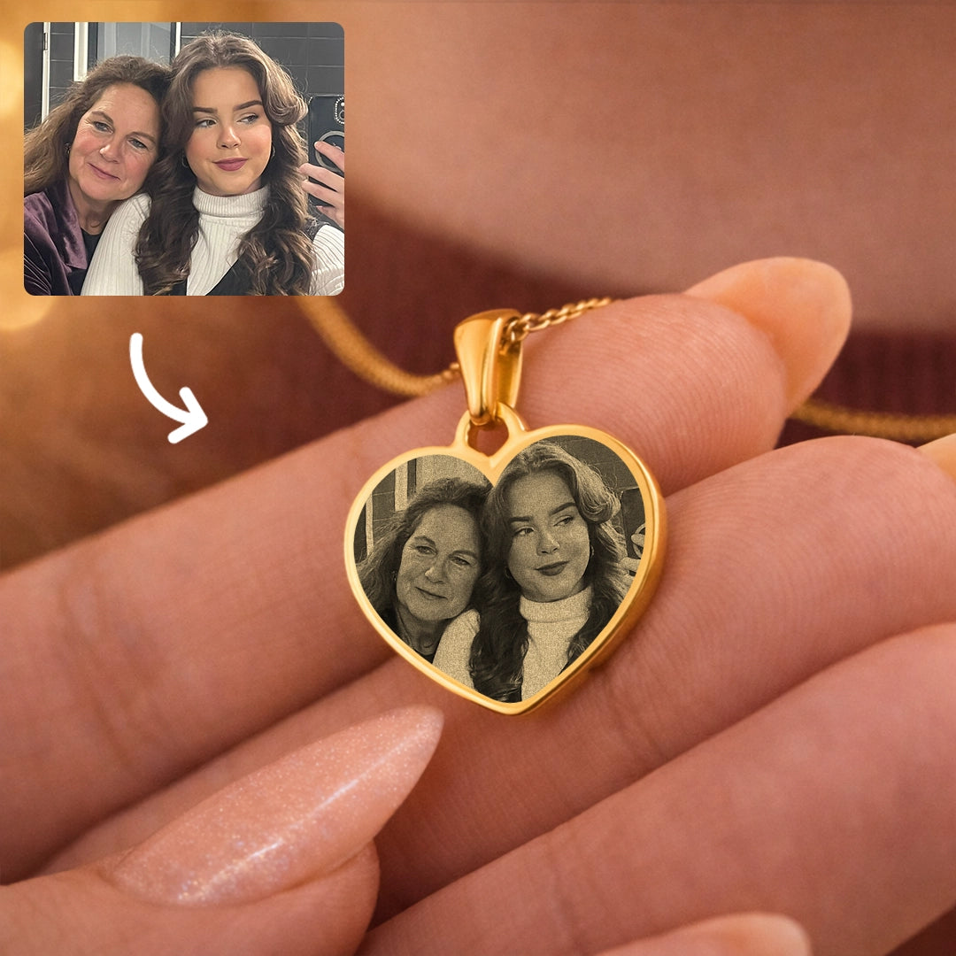 Gouden Hartjes Ketting Met Foto & Tekst