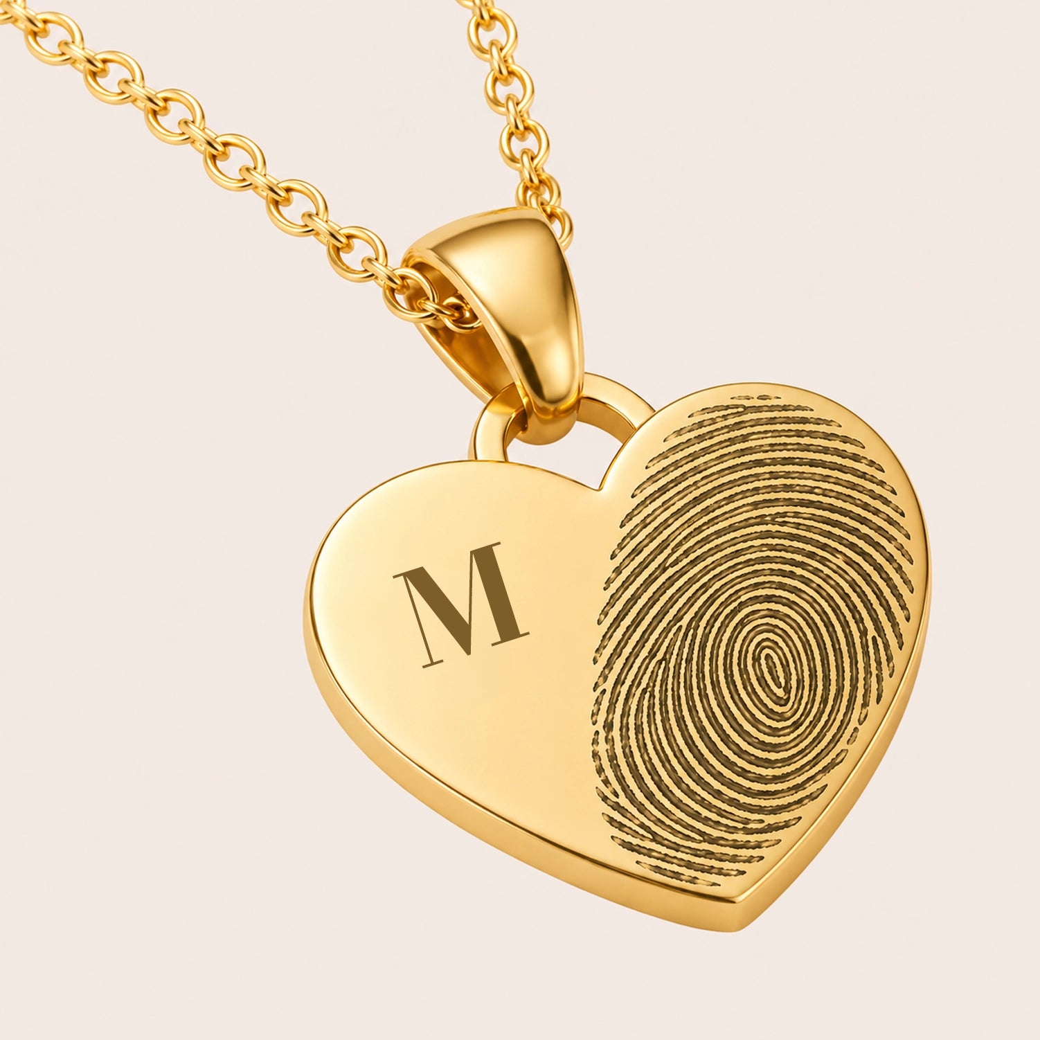 Hartjes Ketting Met Initiaal en Vingerafdruk