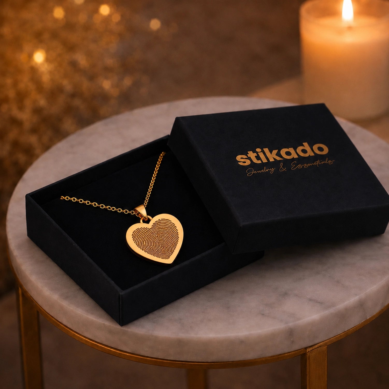 Hartjes Ketting Met Vingerafdruk