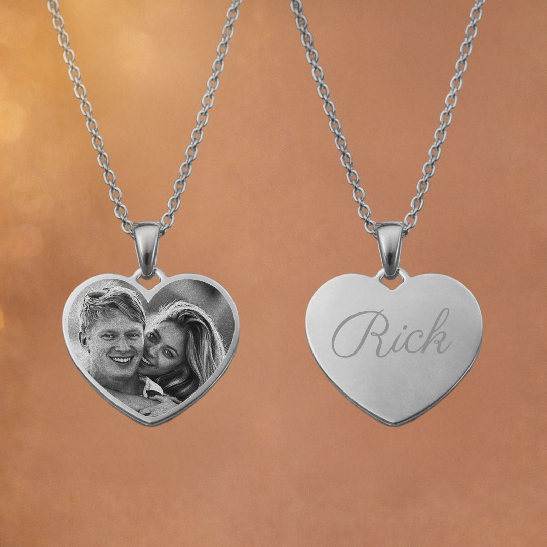 Zilveren Hartjes Ketting Met Foto & Tekst