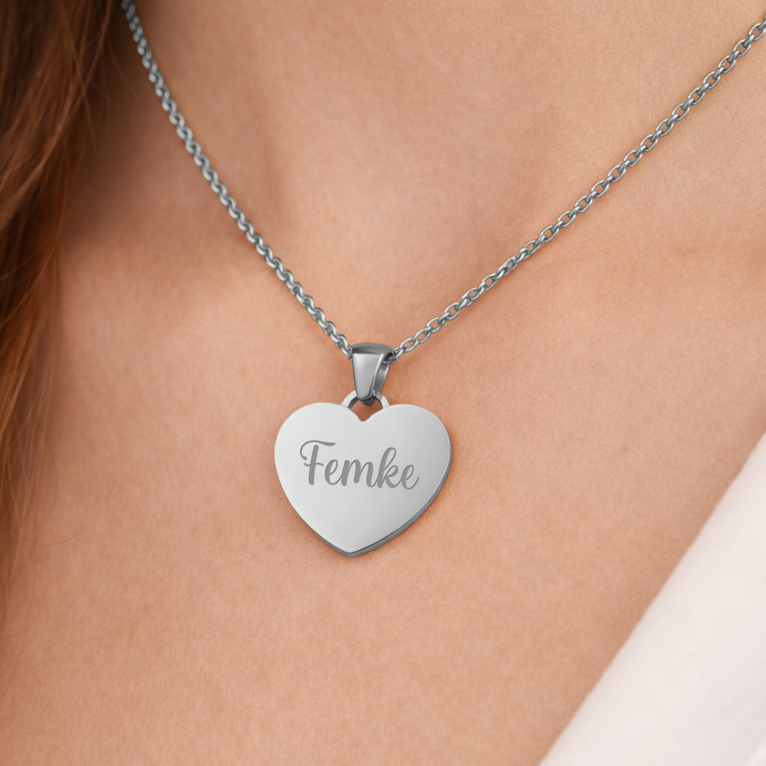 Zilveren Hartjes Ketting Met Foto & Tekst