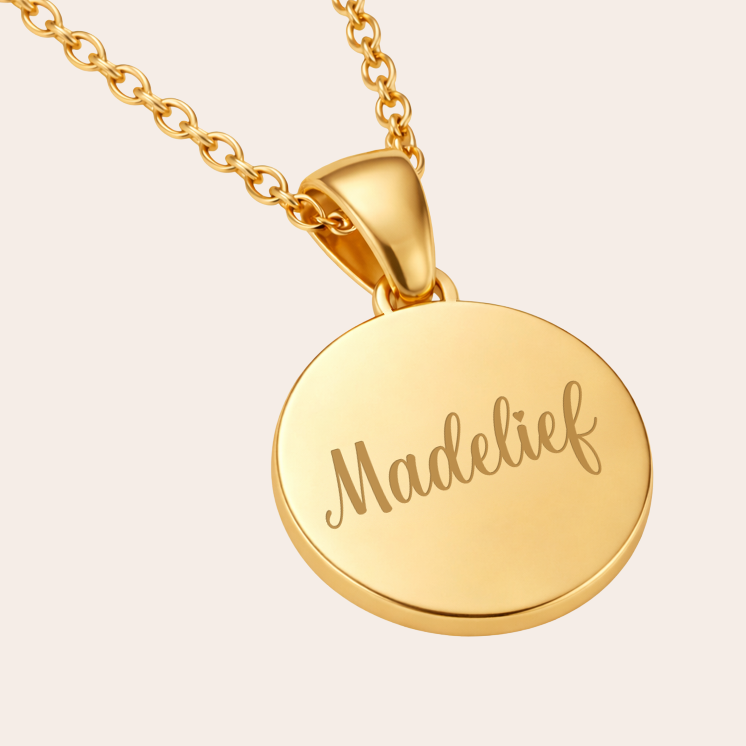 Gouden Ronde Ketting Met Foto & Tekst