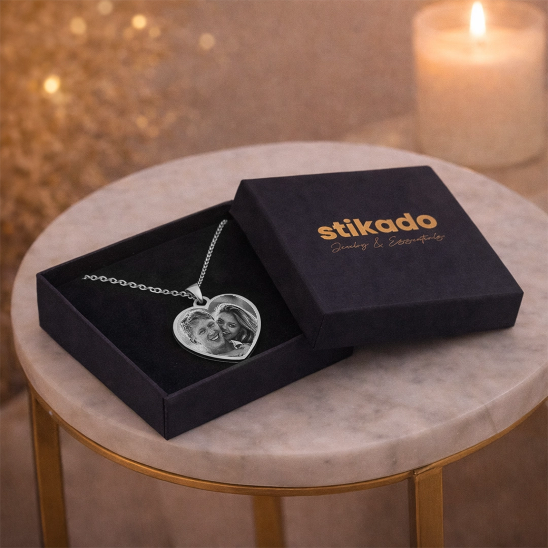 Zilveren Hartjes Ketting Met Foto & Tekst