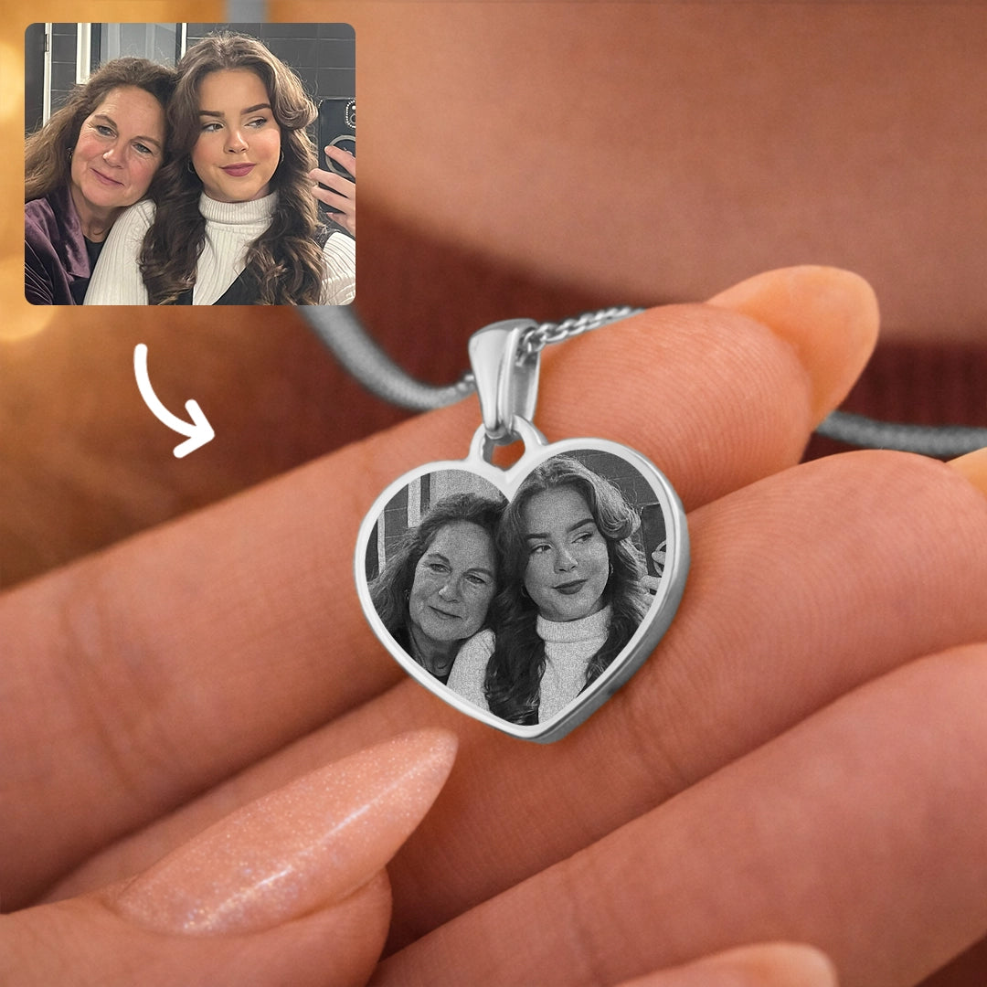 Zilveren Hartjes Ketting Met Foto & Tekst